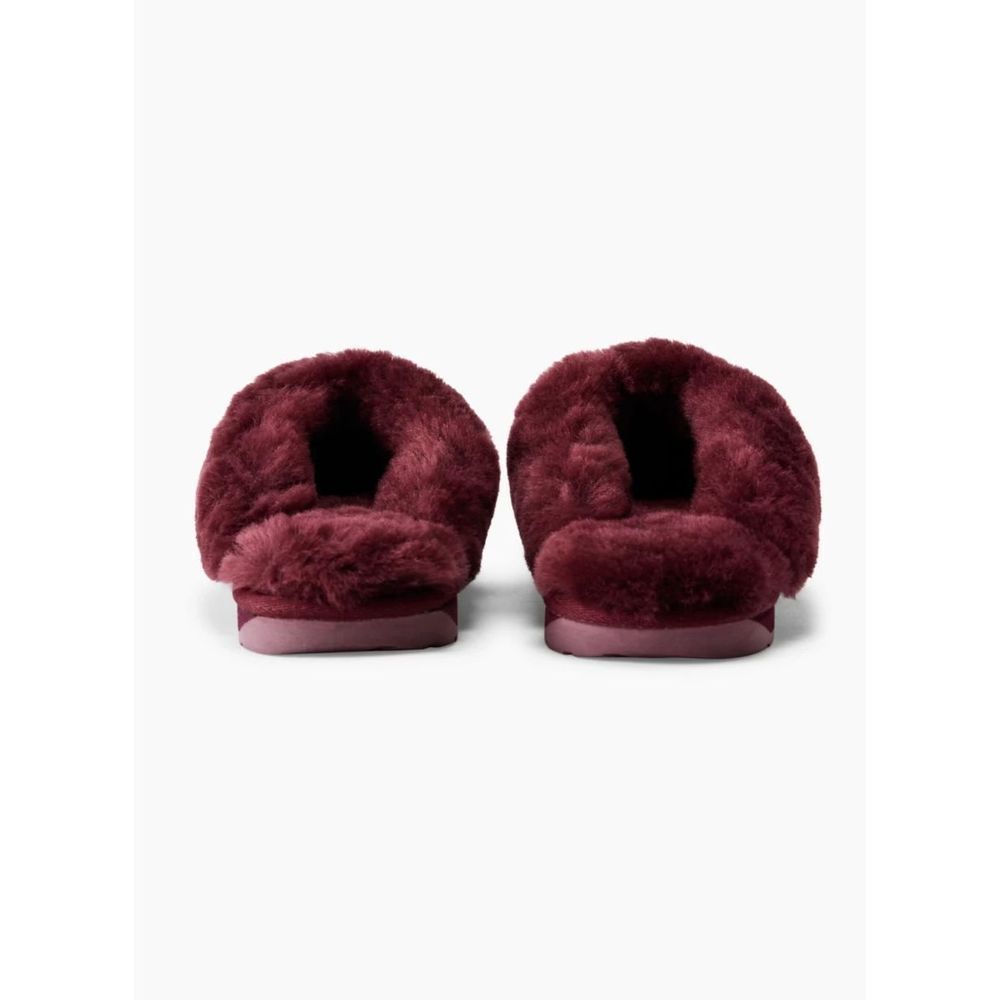 NWT Aritzia Tna Teddy Australian sheepskin slippers Burgundy - Picture 5 of 7